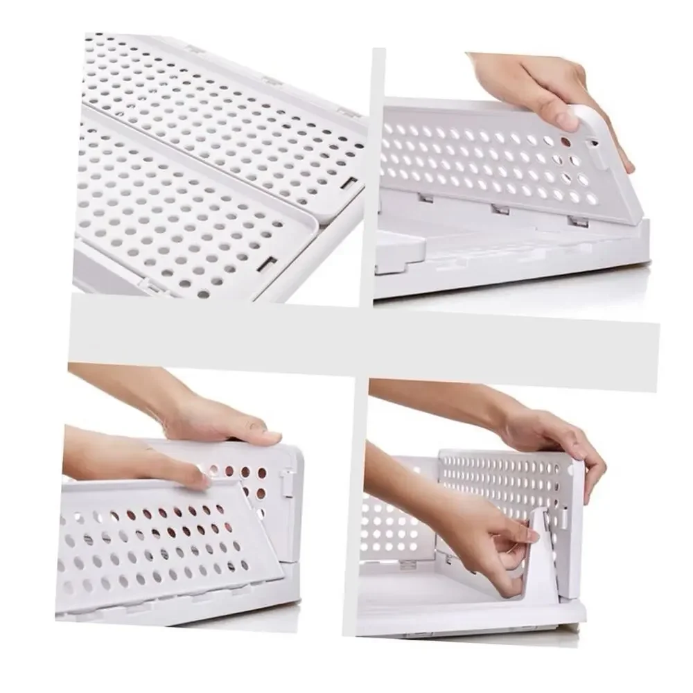 Stackable Plastic Storage Basket Foldable Closet Organizer Drawer Wardrobe Bins
